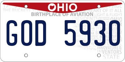OH license plate GOD5930