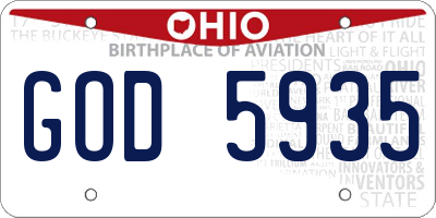 OH license plate GOD5935