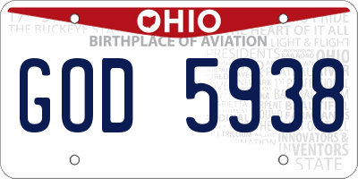 OH license plate GOD5938