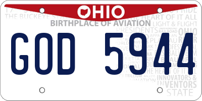 OH license plate GOD5944