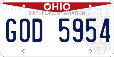 OH license plate GOD5954