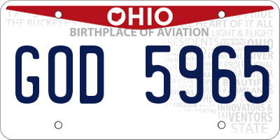OH license plate GOD5965