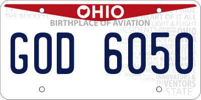 OH license plate GOD6050