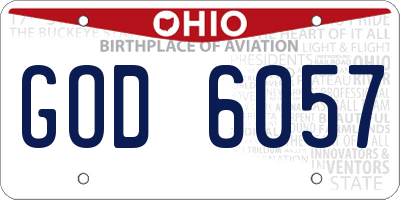 OH license plate GOD6057