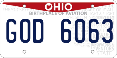 OH license plate GOD6063