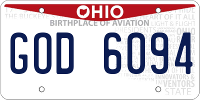 OH license plate GOD6094
