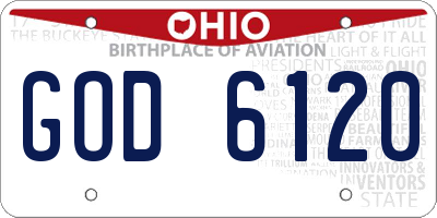 OH license plate GOD6120