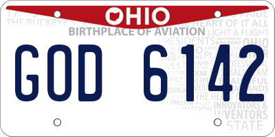 OH license plate GOD6142