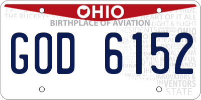 OH license plate GOD6152