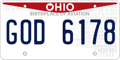 OH license plate GOD6178