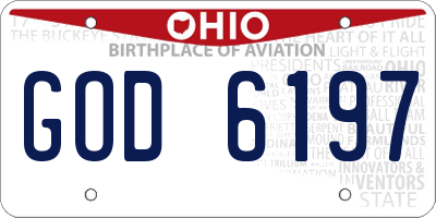 OH license plate GOD6197