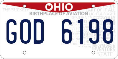 OH license plate GOD6198