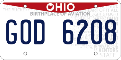 OH license plate GOD6208