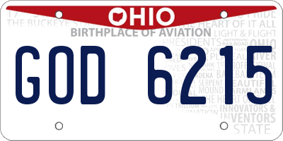 OH license plate GOD6215