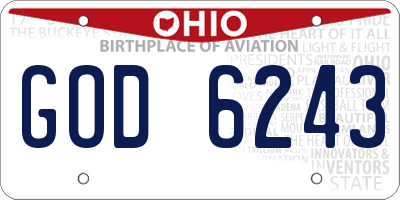 OH license plate GOD6243