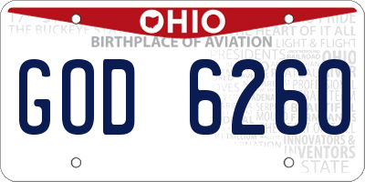 OH license plate GOD6260