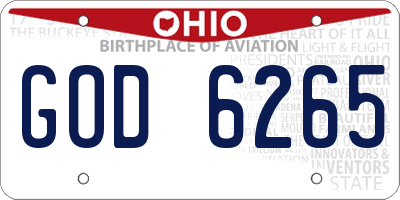 OH license plate GOD6265
