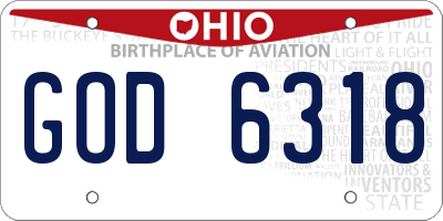 OH license plate GOD6318