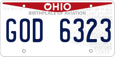 OH license plate GOD6323