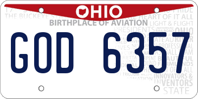 OH license plate GOD6357