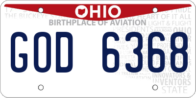OH license plate GOD6368