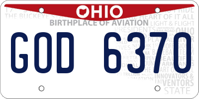OH license plate GOD6370