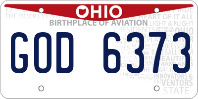 OH license plate GOD6373