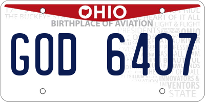 OH license plate GOD6407