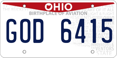 OH license plate GOD6415