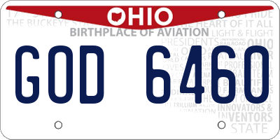OH license plate GOD6460