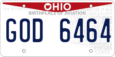 OH license plate GOD6464