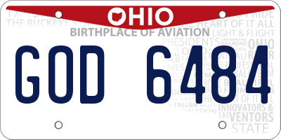 OH license plate GOD6484