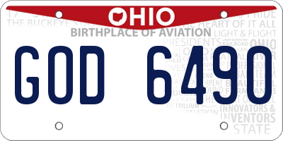 OH license plate GOD6490