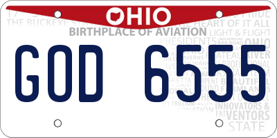 OH license plate GOD6555