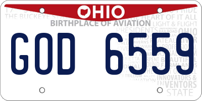 OH license plate GOD6559