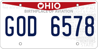 OH license plate GOD6578