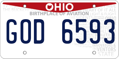 OH license plate GOD6593