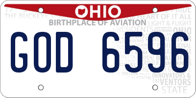 OH license plate GOD6596