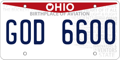 OH license plate GOD6600