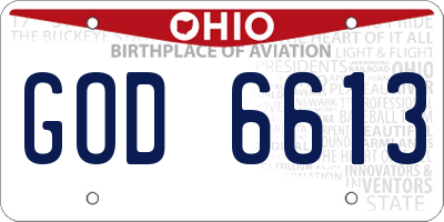 OH license plate GOD6613