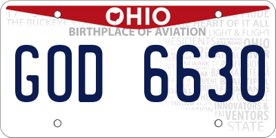 OH license plate GOD6630