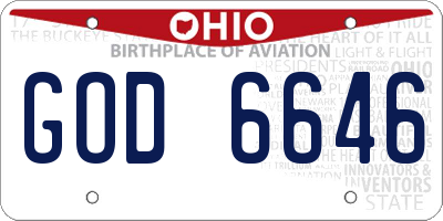OH license plate GOD6646
