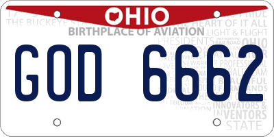 OH license plate GOD6662