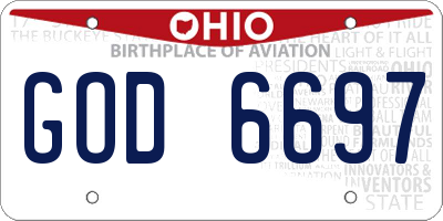 OH license plate GOD6697
