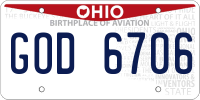 OH license plate GOD6706