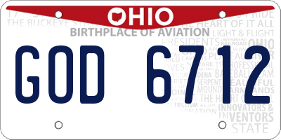 OH license plate GOD6712