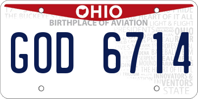 OH license plate GOD6714