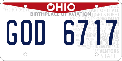 OH license plate GOD6717