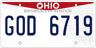 OH license plate GOD6719