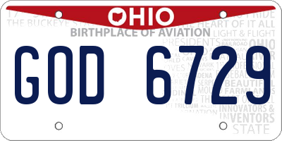 OH license plate GOD6729